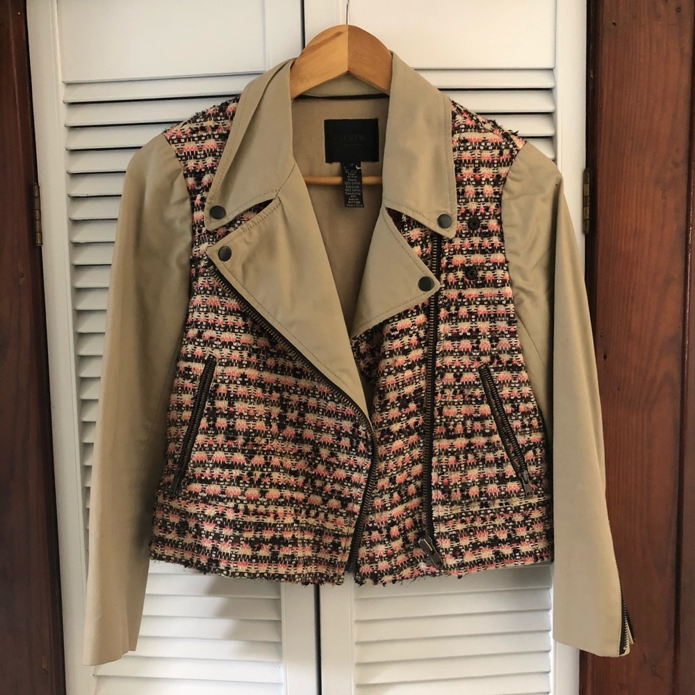J Crew Collection Tweed Moto Jacket